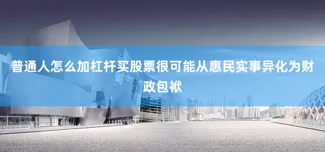 普通人怎么加杠杆买股票很可能从惠民实事异化为财政包袱